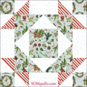 "Christmas Treetop Gathering" free Christmas in July 2018 24" finished block set and table topper, an original pattern by TK Harrison from BOMquilts.com!