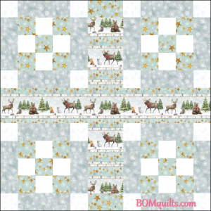 "Friendly Forest Gathering" free Christmas in July 2018 24" finished block set table topper original pattern by TK Harrison from BOMquilts.com!