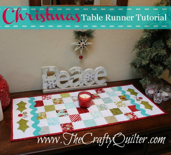 “Christmas Holly Table Runner” Free Pattern designed by Julie Cefalu from The Crafty Quilter
