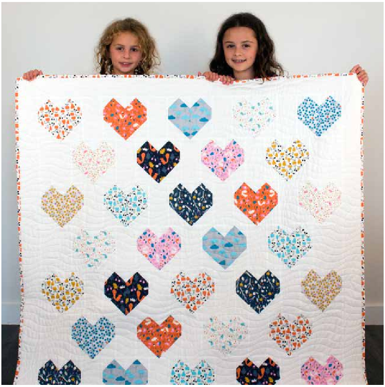 “Sweethearts Quilt” Free Quilt Pattern designed by Michelle Engel Bencsko brought to you by Cloud 9 Fabrics