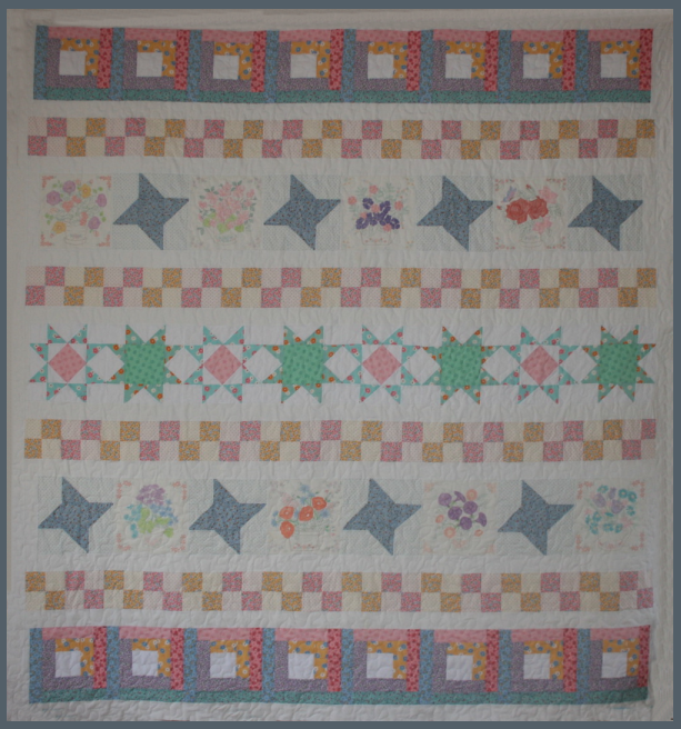 "Windowsill Wonders" made by TK Harrison, Owner of BOMquilts.com amd Designer of her "Windowsill Wonders" Quilt.