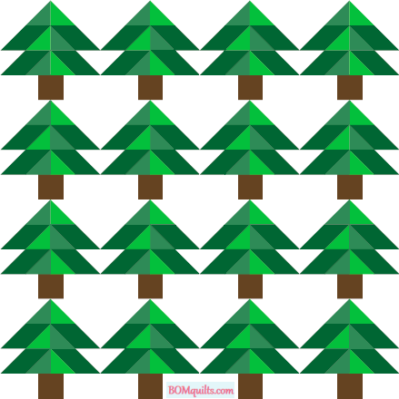 "Northern Pine Lap Quilt" a Free "Christmas in July 2020" Quilted Pattern. Designed by TK Harrison, Owner of BOMquilts.com!