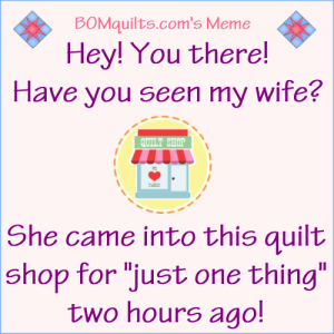 BOMquilts.com's Meme: Have you seen my wife?!