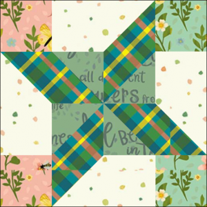 Harry's Star Quilt Block One from the "Graceful Garden" 2021 BOM Quilt! A Free Pattern Featured at BOMquilts.com!