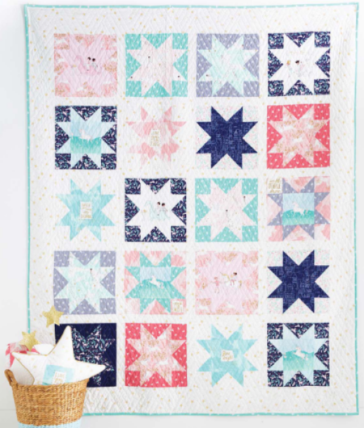 “Magic Stars 2” Free Easter Quilt Pattern designed by Sarah Jane of Peter Pan Designs from Michael Miller Fabrics