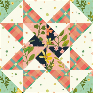 Pinwheels & Stars Quilt Block Two from the "Graceful Garden" 2021 BOM Quilt! A Free Pattern Featured at BOMquilts.com!