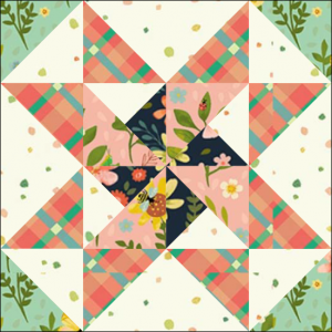 Stars & Pinwheels Quilt Block from the "Graceful Garden" 2021 BOM Quilt! A Free Pattern Featured at BOMquilts.com!