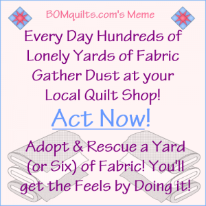 BOMquilt's Meme: Act Now! Rescue the Fabric so it's Not Lonely Anymore!