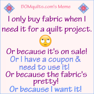 BOMquilt's Meme: I only buy fabric because...!