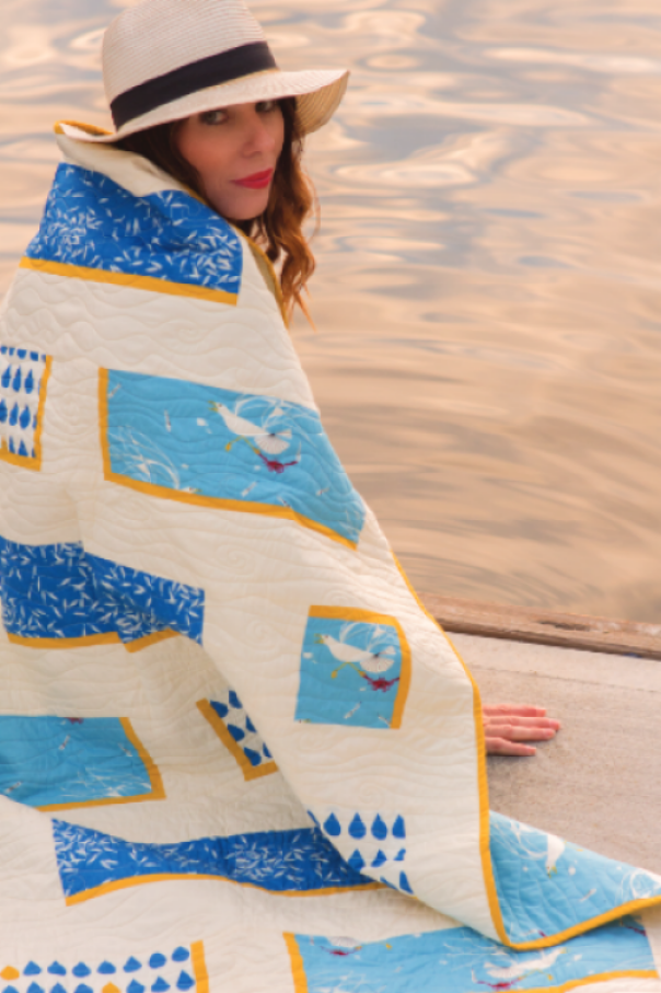 “Sea Feed” a Free Easy to Sew Quilt Pattern designed by Lunden Designs from Birch Organic Fabric