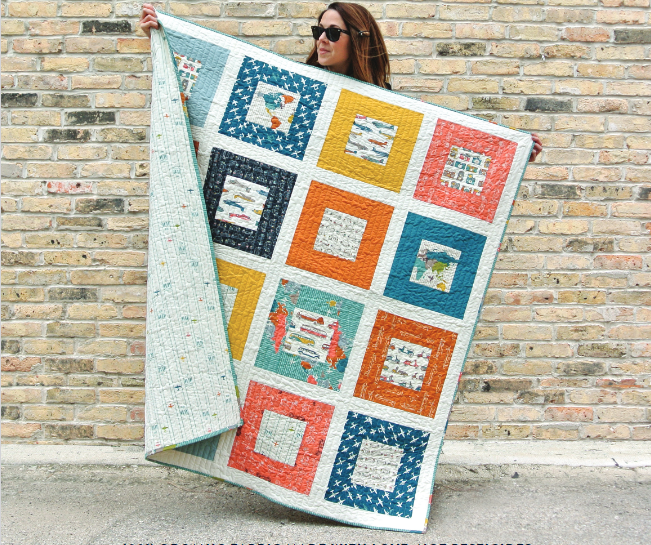 “Squared² Quilt #2” a Free Easy to Sew Quilt Pattern designed by by Suzy Quilts from Birch Organic Fabric