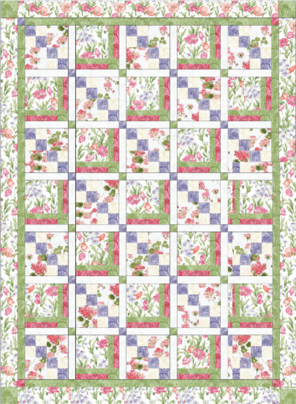 “A Secret Garden” a Free Summer Quilt Pattern designed by Tailormade by Design from Benartex
