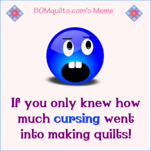 BOMquilt's meme: Have you ever heard of a quilter who doesn't curse? If you haven't then you haven't been around a *real* quilter!