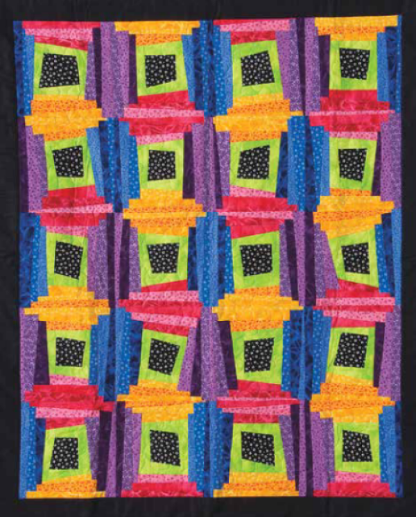 “Crazy Courthouse Steps” a Free Picnic Quilt Pattern designed by Heidi Pridemore from the AQS Blog