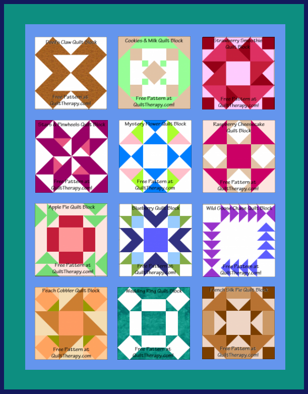 “Quilted Kitchen Sampler” is a Free Block of the Month Quilt Pattern designed by TK Harrison from BOMquilts.com!