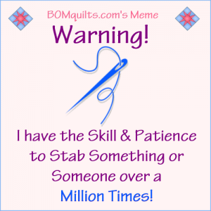 BOMquilt.com's meme: I not only have the "Skill & Patience," but I also have 40 years of research on "How to Bury the Bodies," under my belt! What about you?