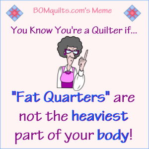 BOMquilts.com's meme: If I told you once then I've told you a half-dozen times: "Fat Quarters" are NOT a part of your body!