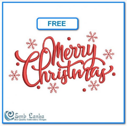 “Merry Christmas” is a Free Christmas Machine Embroidery Pattern from Emb Lanka