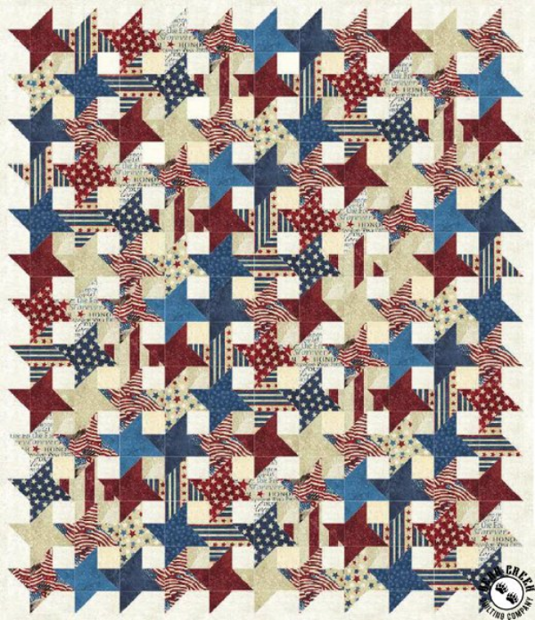 "Stars of Valor" is a Free Patriotic Quilt Pattern designed by Patti Carey from the Northcott Fabrics!