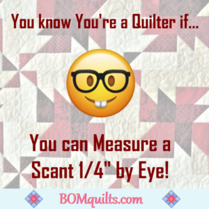 BOMquilts.com's Meme: A quilter's eye is an amazing thing! We know measurements, especially at the quilt shop, without using rulers!