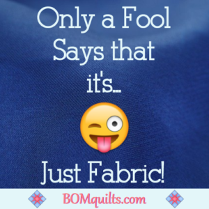 BOMquilts.com's Meme: Fool! Dipstick! Nutcase! Doesn't matter what you call them! They're all the same name! Fabric isn't just fabric & every quilter knows that!