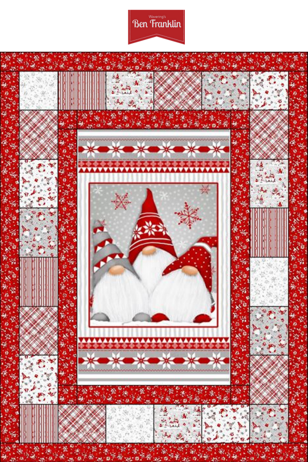 "Gnome Christmas Rag" is a Free Gnome Christmas Quilt Pattern from Wavering's Ben Franklin!