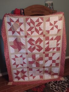 Doris S. sewed my original design "Cinnamon-teen Chocolate Figs & Roses" BOM quilt together!