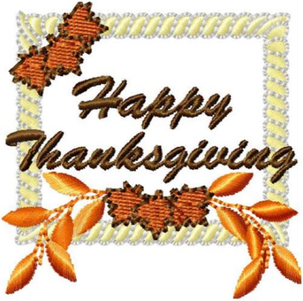 "Happy Thanksgiving” is a Free Thanksgiving Machine Embroidery Design designed & from Embroidery Designs!