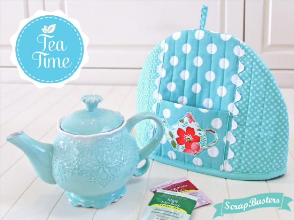 "Pretty Teapot Cozy” is a Spring Quilted or Sewn Kitchen Pattern edited by Liz Johnson from Sew 4 Home!