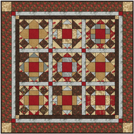 Chocolate Cake and Roses 2013 Six-Month BOM Quilt Exclusively Designed by BOMquilts.com