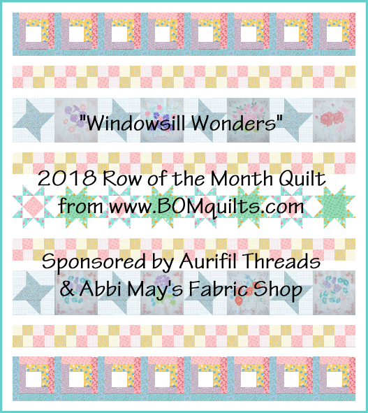 Windowsill Wonders 2018 Free ow of the Month Quilt from BOMquilts.com
