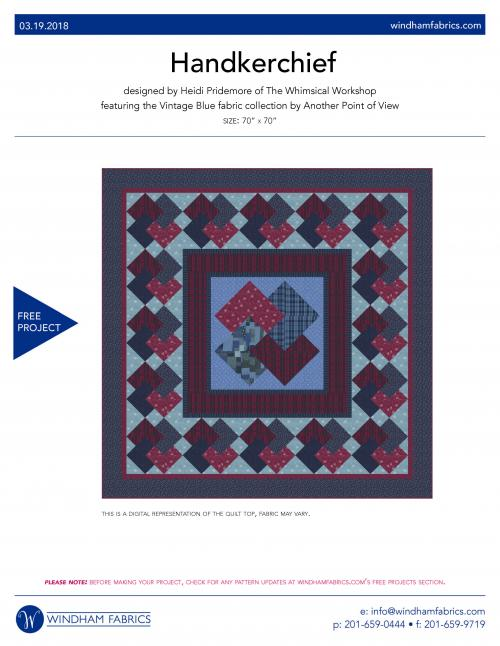 “Handkerchief” Free Quilt Pattern designed by the Heidi Pridemore of The Whimsical Workshop from Windham Fabrics