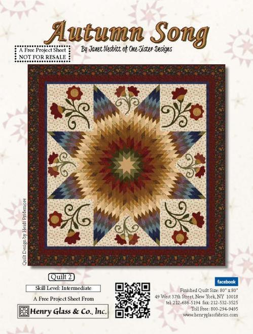 “Autumn Song” Free Quilt Pattern designed by Heidi Pridemore from Henry Glass Fabrics