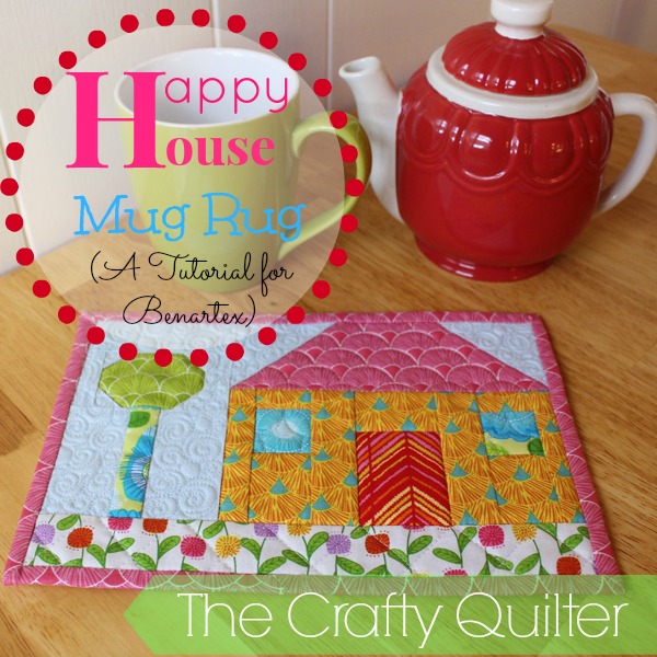 “Happy House” Free Quilted Mug Rug Pattern designed by Julie Cefalu from The Crafty Quilter