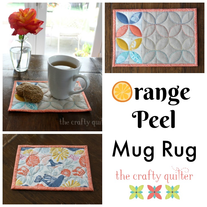 “Orange Peel” Free Quilted Mug Rug Pattern designed by Julie Cefalu from The Crafty Quilter