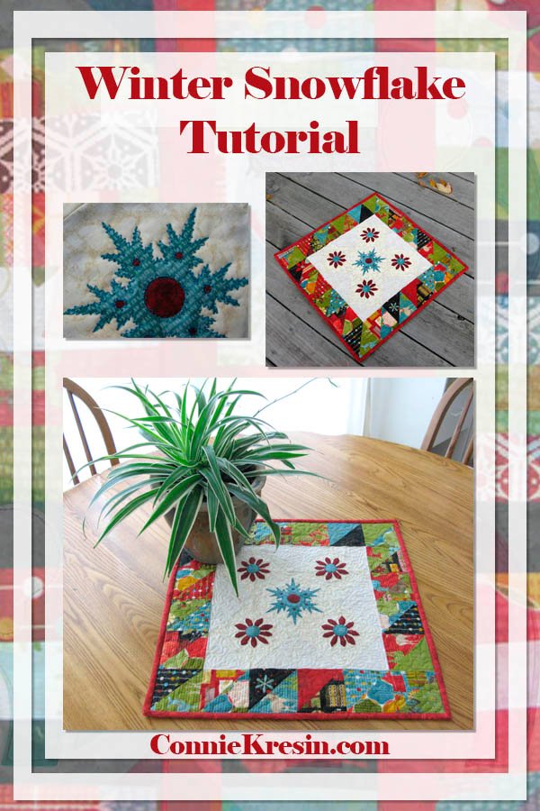 “Winter Snowflake Table Topper Tutorial” Free Pattern designed by Julie Cefalu from The Crafty Quilter