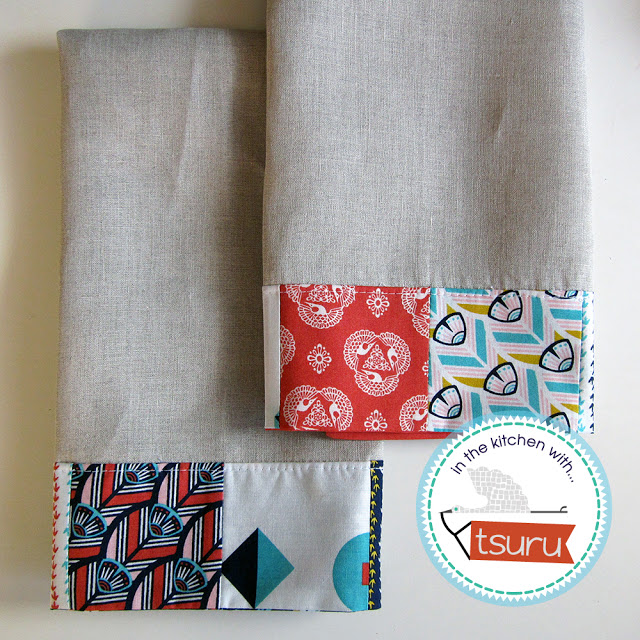 “Patchwork Bordered Dishtowels” Free Quilted (or not) Gift Idea Pattern designed by Tsuru from Cloud 9 Fabrics