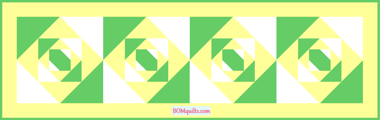 "Christmas Pineapple Table Runner" a Free "Christmas in July 2020" Quilted Pattern. Designed by TK Harrison, Owner of BOMquilts.com!