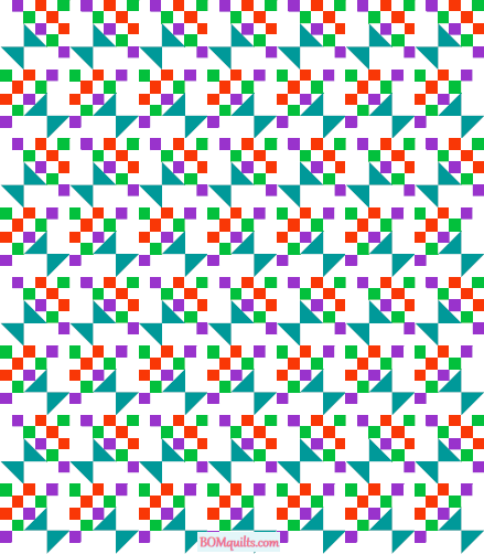 "Fruit Basket Quilt" a Free "Christmas in July 2020" Quilted Pattern. Designed by TK Harrison, Owner of BOMquilts.com!