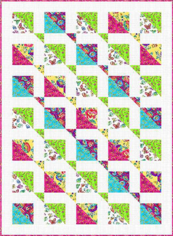 “Dazzling Delight” a Free Summer Quilt Pattern designed by Tailormade by Desing from Benartex