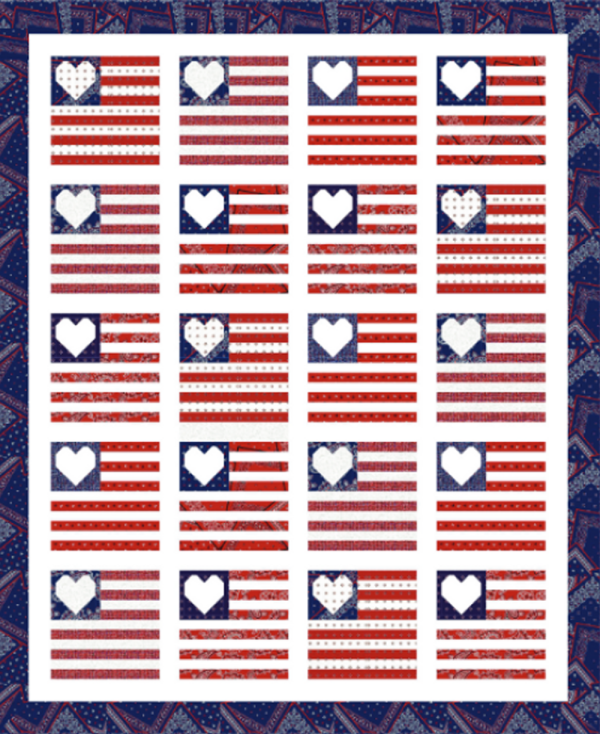 “Heartland Quilt” a Free Quilts of Valor (QOV) Quilt Pattern designed by Wendy Sheppard from Michael Miller Fabrics