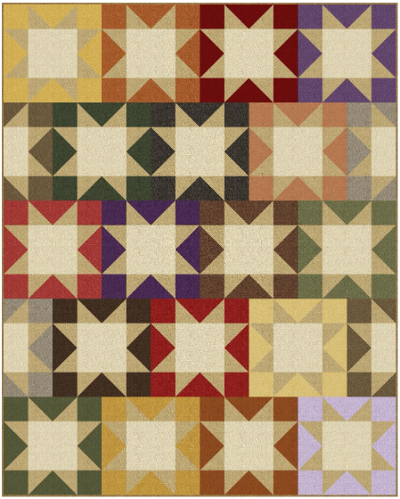 “Autumn Glow” a Free Flannel Quilt Pattern designed by Jane Cheryl Haynes from Benartex