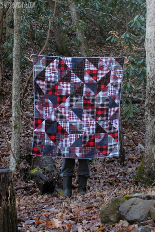 “How to Upcycle Flannel Shirts into a Cozy Quilt” a Free Flannel Quilt Pattern designed by Stephanie from Swoodson Says