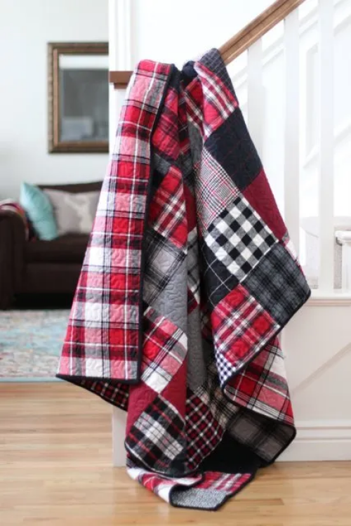 “Flannel Plaid Patchwork” a Free Flannel Quilt Pattern designed by Amy Smart from Diary of a Quilter