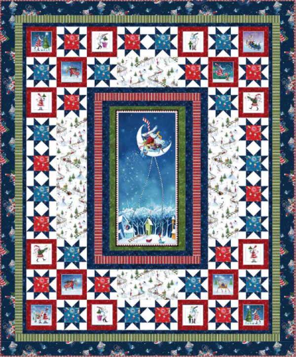 “Merry Stars” is a Free Christmas Quilt Pattern designed by Nancy Mahoney from P & B Textiles
