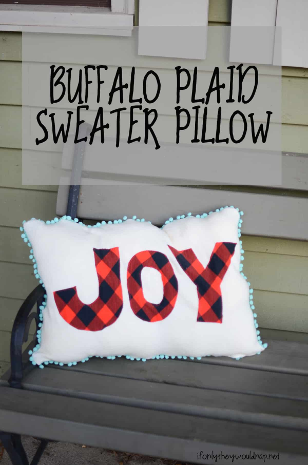 “Buffalo Plaid Sweater Pillow” is a Free Quilted or Sewn Christmas Project designed by Jess of Silo & Sage from Skip to my Lou