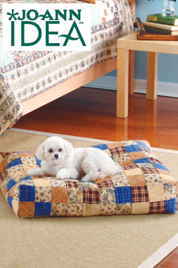 "Patchwork Dog Bed" is a Free Quilted Pet Bed Pattern designed & from JoAnn!