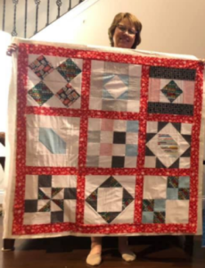 "Happiness is Quilting" 2017 BOM quilt is an original design by TK Harrison. Made by a member of the Piecemakers Quilt Guild!