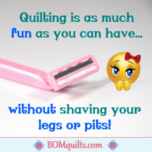 BOMquilts.com's Meme: Fun is overrated! So is shaving your legs & armpits!