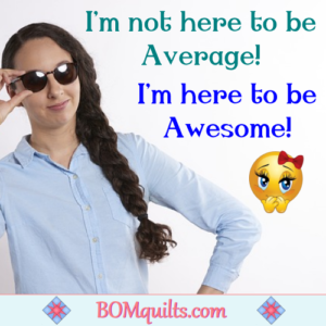 BOMquilts.com's Meme: In a world where average is the norm...I'm not average by any means! Just ask those who personally know me!